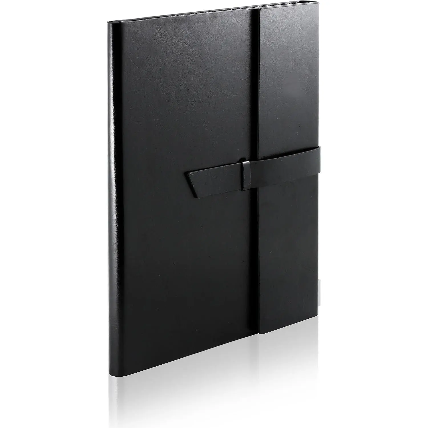Leather Padfolio Portfolio Folder – Slim Refillable Portfolio Organizer Holder for Letter Legal A4 Note Pads Notebooks, Business Leather Portfolio Binder for Men Women, Black