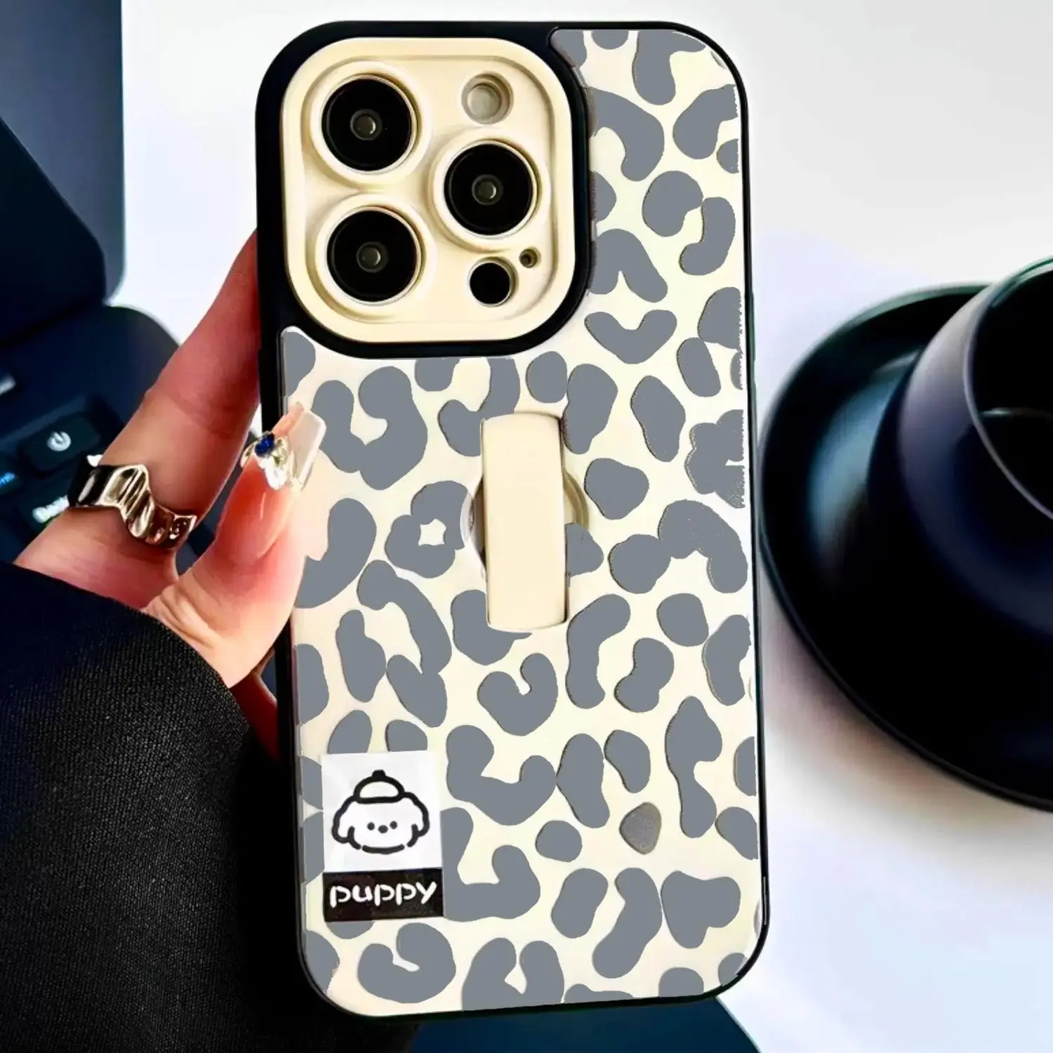 Invisible Ring Stand Leopard Print Anti-Drop Protective Phone Case Phone Guard Protection for iPhone 17 16 Pro Max 15 Pro 14 Pro 13 12 11 Pro Max, Creative Shockproof Cover Accessories Protector Stylish Shockproof Casing