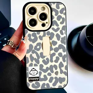 Invisible Ring Stand Leopard Print Anti-Drop Protective Phone Case Phone Guard Protection for iPhone 17 16 Pro Max 15 Pro 14 Pro 13 12 11 Pro Max, Creative Shockproof Cover Accessories Protector