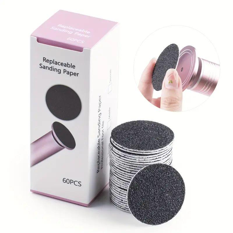 Replacement Sandpaper Sheets, 60pcs/box Round Refillable Foot File Sandpaper for Electric Callus Remover, Pedicure Tool for Home, Foot Rasp