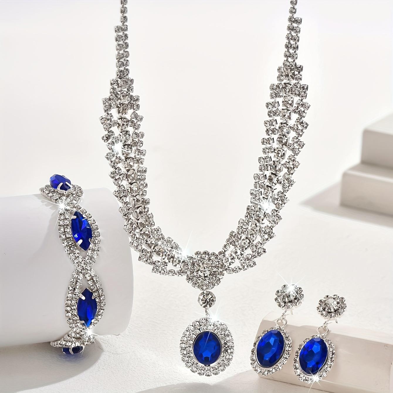 Elegant Bridal Jewelry Set Necklace and Earrings, Sparkling Suitable for Weddings and Parties