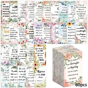 60pcs Inspirational Prayer Cards with Bible Verses, Mini Scripture Notecards, Miniature Cards for Encouragement, Quote Cards, Christian Religious Themes Sympathy Motivational Cards for Men & Women, Gift Ready Holiday Gifts, Compact Size, Diverse Usage