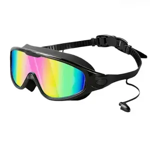 Unisex Adult Wide-Frame Mirrored Swim Goggles - Anti-Fog, No Leak, HD Vision, Waterproof, Adjustable Strap, UV Protection Professional Eyewear for Lap Swimming, Open Water