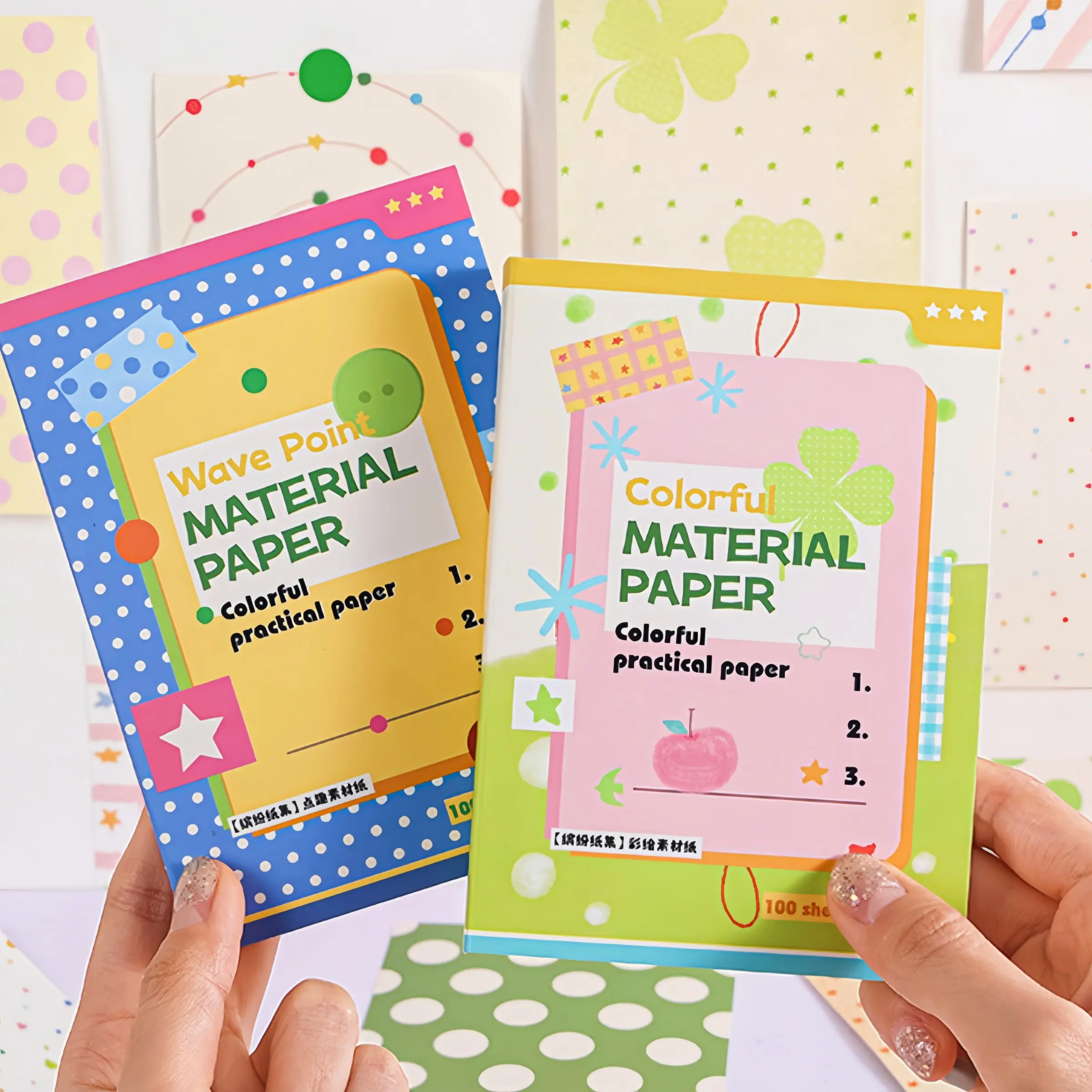 2 Piece Set Colorful Paper Collection, 200 Sheets Japanese Korean Style Planner Decorative Papers, Ideal for Office, DIY Crafts and Scrapbook Materials