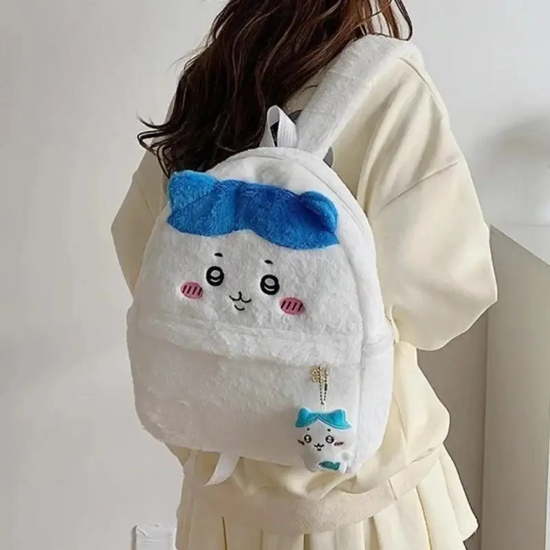 Chiikawa Backpack Cute Anime Chii Hachiware Usagi 3D Ear Fluffy School Bag Soft Cartoon Stuffed Rucksack For Teens