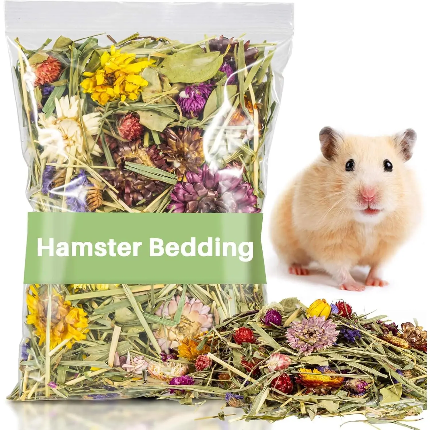 150G Flower Herb Hamster Bedding Litter - Odor Control Substrate, Cage Decor for Dwarf Hamsters Mice Gerbils Degus Small Pets