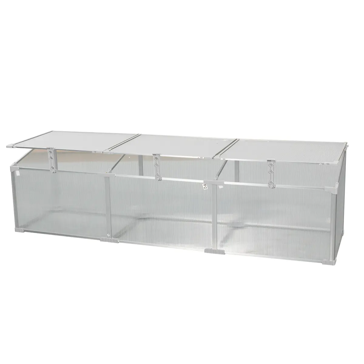 Silver Portable Mini Outdoor Greenhouse, 70.87*20.08*20.08 Inch Aluminum Frame with Translucent Polycarbonate Panels, Foldable Open‑Top Ventilated Design, Rain Wind Protection for Balcony Backyard Terrace Plant Vegetable Herb Flower Growing
