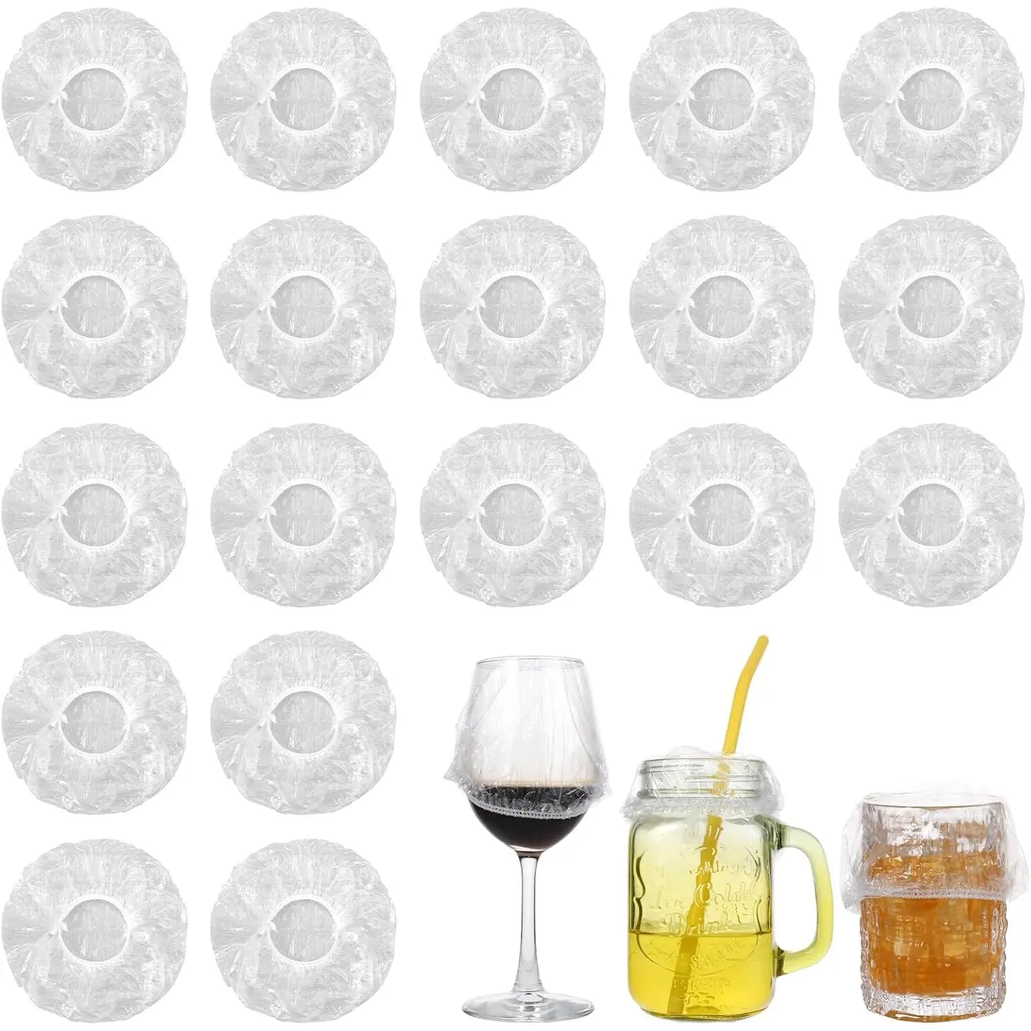 100 count Disposable Drink Covers for  Protection Women Scrunchie, Disposable Cup Covers for Drinks for Safety  Glass Covers fit  Cup Sizes Drink Protector for Women Adult Bar Club Party