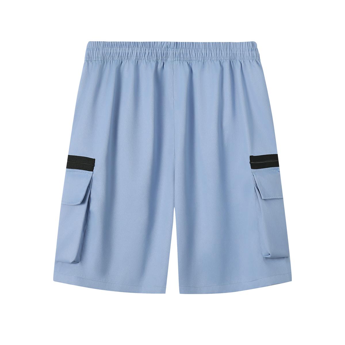 Premium Quick Dry Mens Light Blue Cargo Shorts Casual Drawstring Elastic Waist Zipper Pocket Breathable Athletic Shorts for Gym Workouts Running and Daily Activities