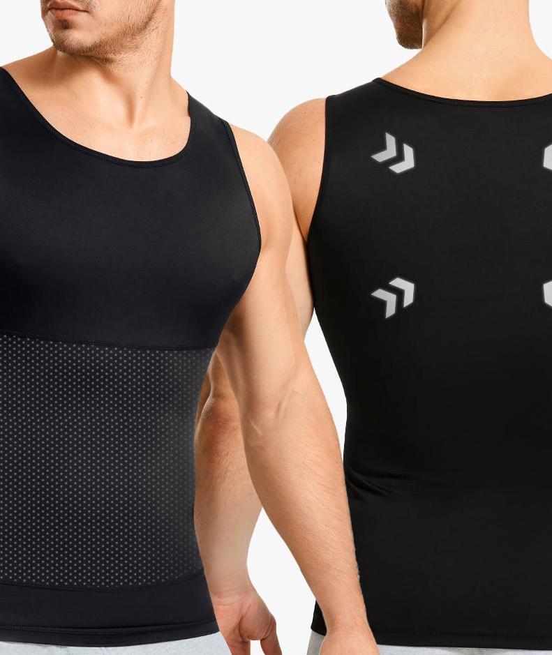 [2 Pack]Men's Compression High Stretch Tummy Shapewear Tank Tops Fajas Dry Fit Wicking Gym Shirt SpringStatements tracksuits men