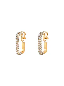Luxurious U-Shaped Clip-On Earrings with Crystal Accents, No Piercing Required, Perfect for Evening Parties and Events