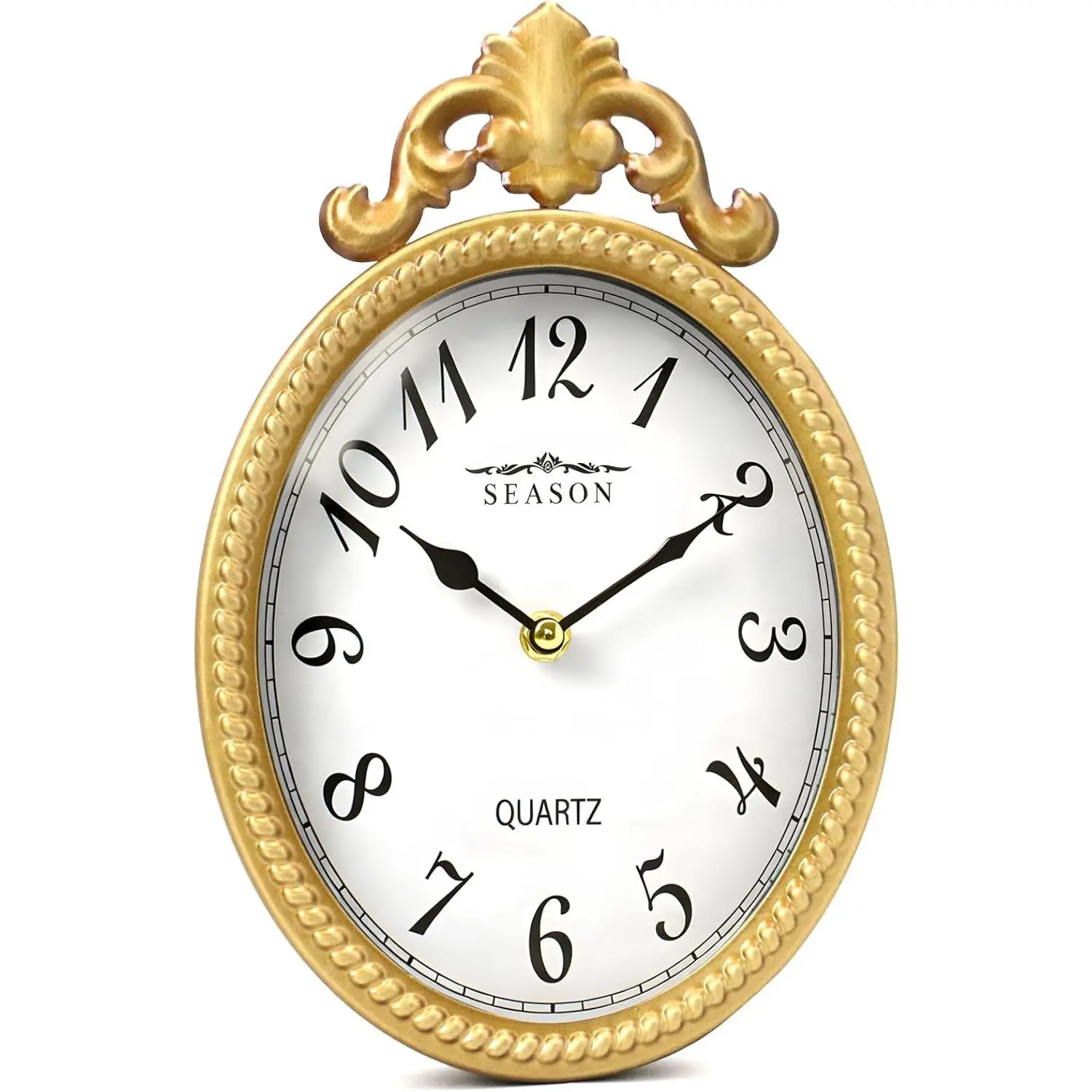 Vintage Gold Decorative Wall Clock – French Inspired Oval Accent Clock for Bedroom, Entryway & Living Room – Elegant Small Wall Decor with Silent Quartz Movement
