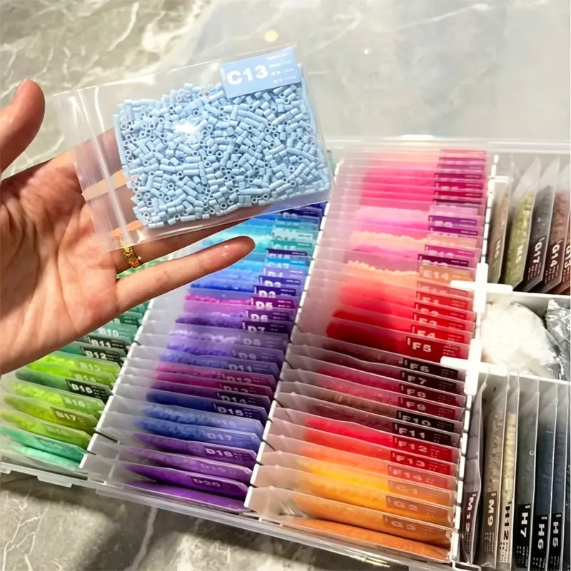 Fuse Bean Storage Bags Set, 100pcs + 221 Color Stickers, Thick Self-Seal Bags, Holds 3000-4500 Fuse Bean, Beginner-Friendly
