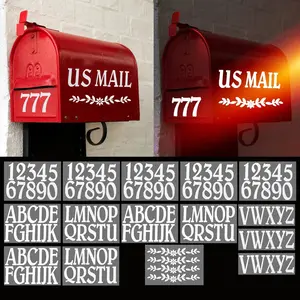 132 count 2" Reflective Mailbox Numbers Letters Stickers for Outside,Self Adhesive Numbers and Letters for Address Mailbox,White Vinyl  Stick  Address  for House Sign Door