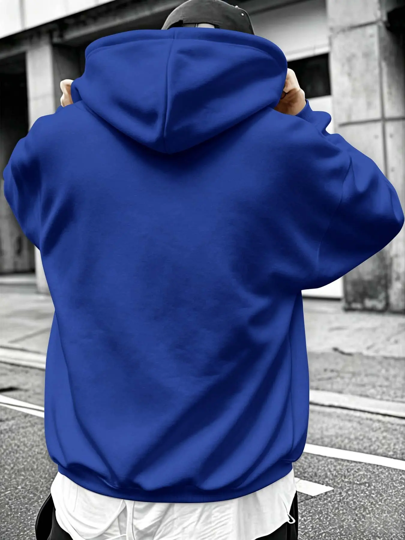 Men's Thick Casual Solid Color Hoodie, Regular Fit Streetwear Drawstring Pocket Long Sleeve Pullover, Fashionable Daily Wear, Menswear, Sweatshirts