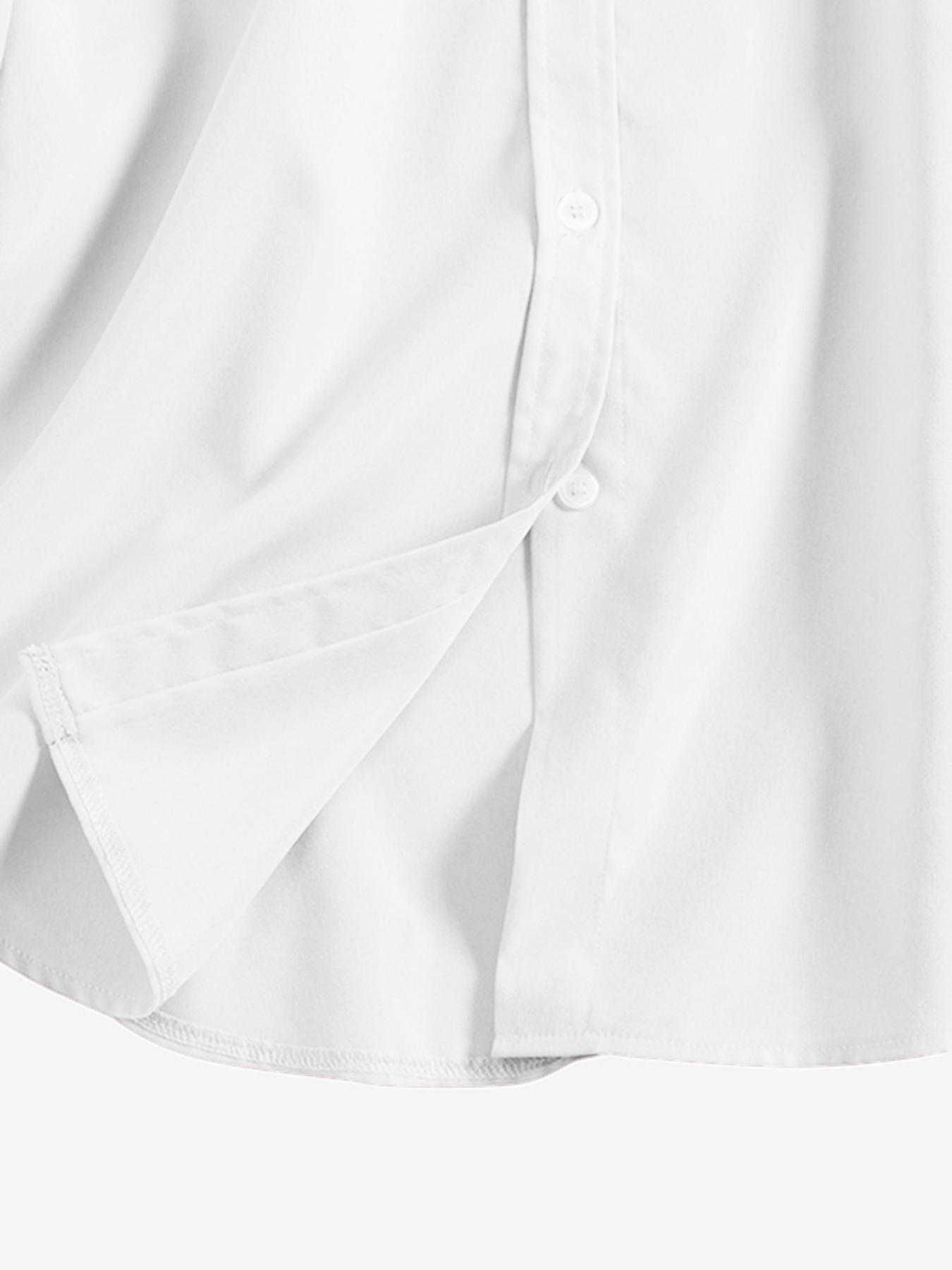 Women's Plain Button Front Drop Shoulder Shirt Blouse, Casual Loose Long Sleeve Collared Top for Fall & Winter, Quality & Durable Women's Clothing for Daily Wear