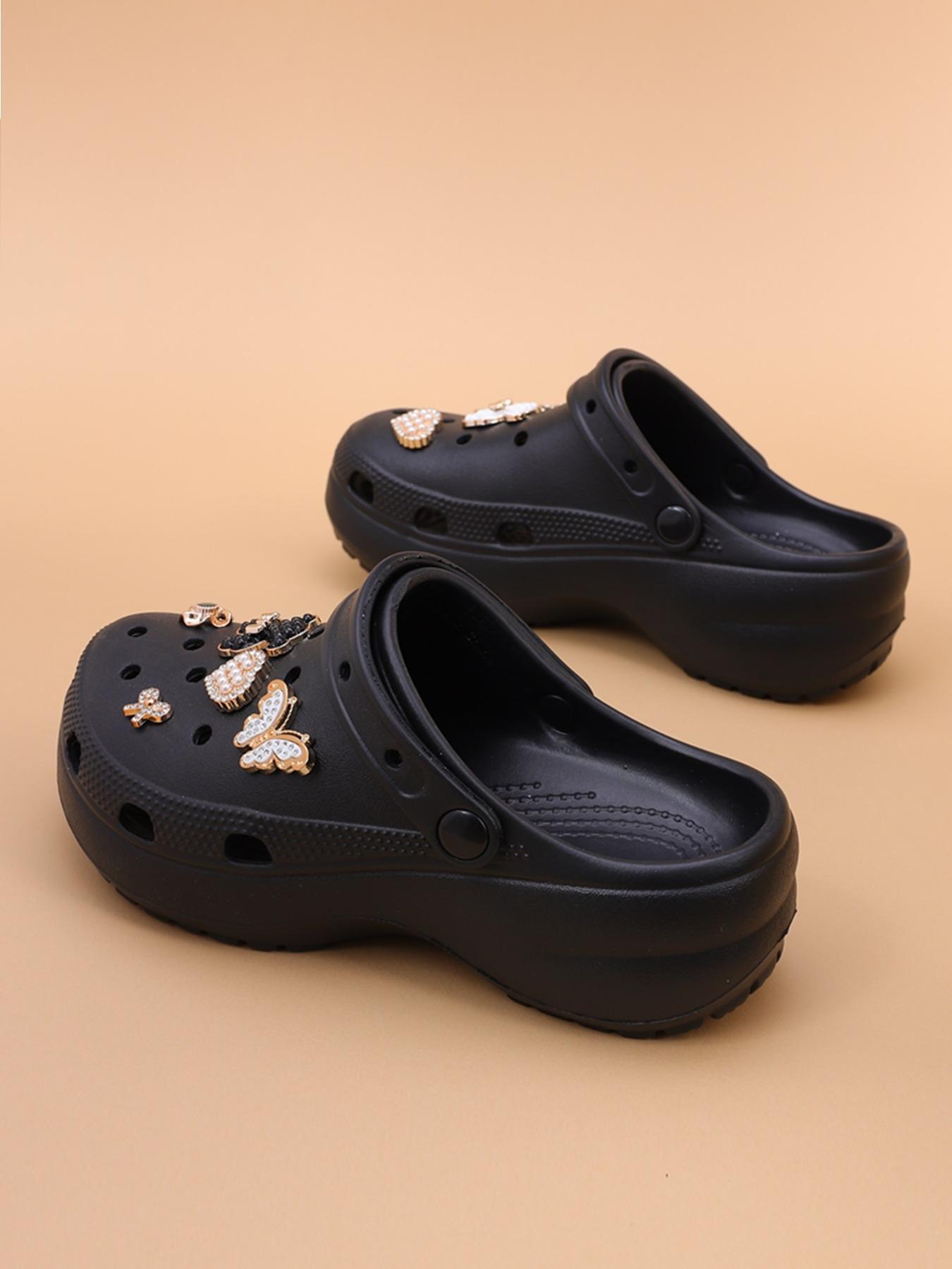 Women's Cute Rhinestone Decorated Slides, Casual Comfortable Platform Slippers for Beach, Eva Beach Slippers, Fashionable Shoes for Indoor & Outdoor Wear, Girl, Soft Sole Slippers, Thick Sole Slippers, Summer Slippers