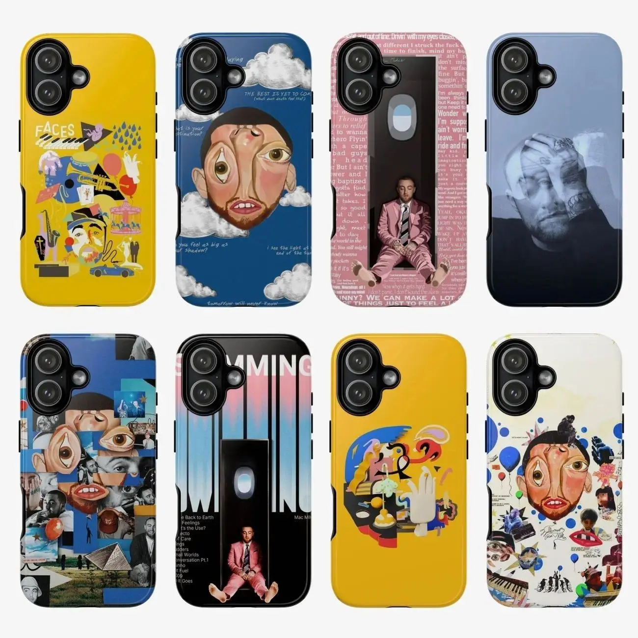 Funny Mac-Miller Abstract Rap Art Glossy Phone Case For IPhone 17-11, Pro Max, Pro Plus, and Samsung S26-23 Safety Two-In-One Case Protection Safety Case