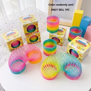 Rainbow Spring Circle Stress Relief Toy, Stretchable Magic Rainbow Ring, Educational Toy, Anxiety Relief, Focus Training