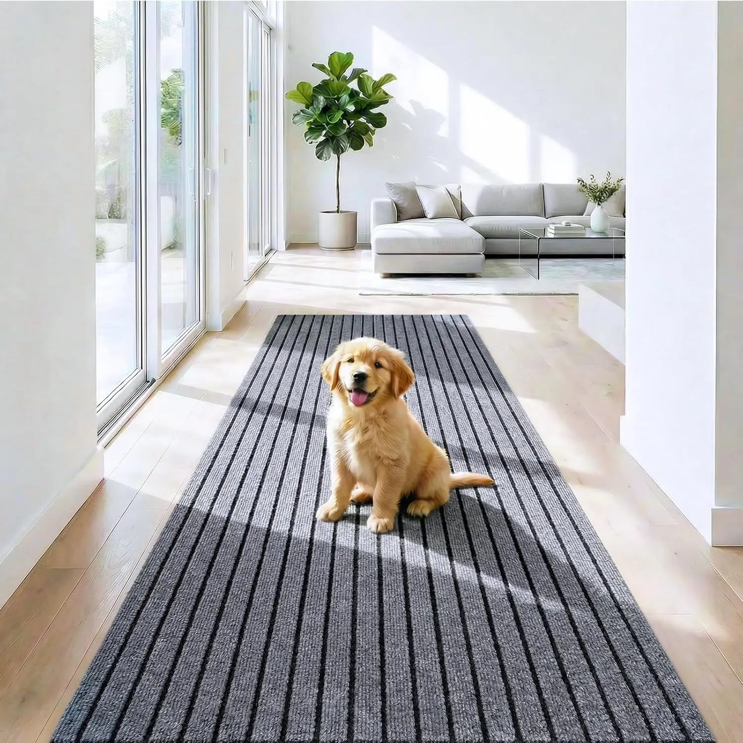 Runner Rug, 3 x 5 ft Entrance Doormat, Commercial Floor Mat | Heavy Duty,  PVC Backing, Indoor Outdoor, Non Slip, Washable, For  Kitchen Laundry Room Patio Office, Gray