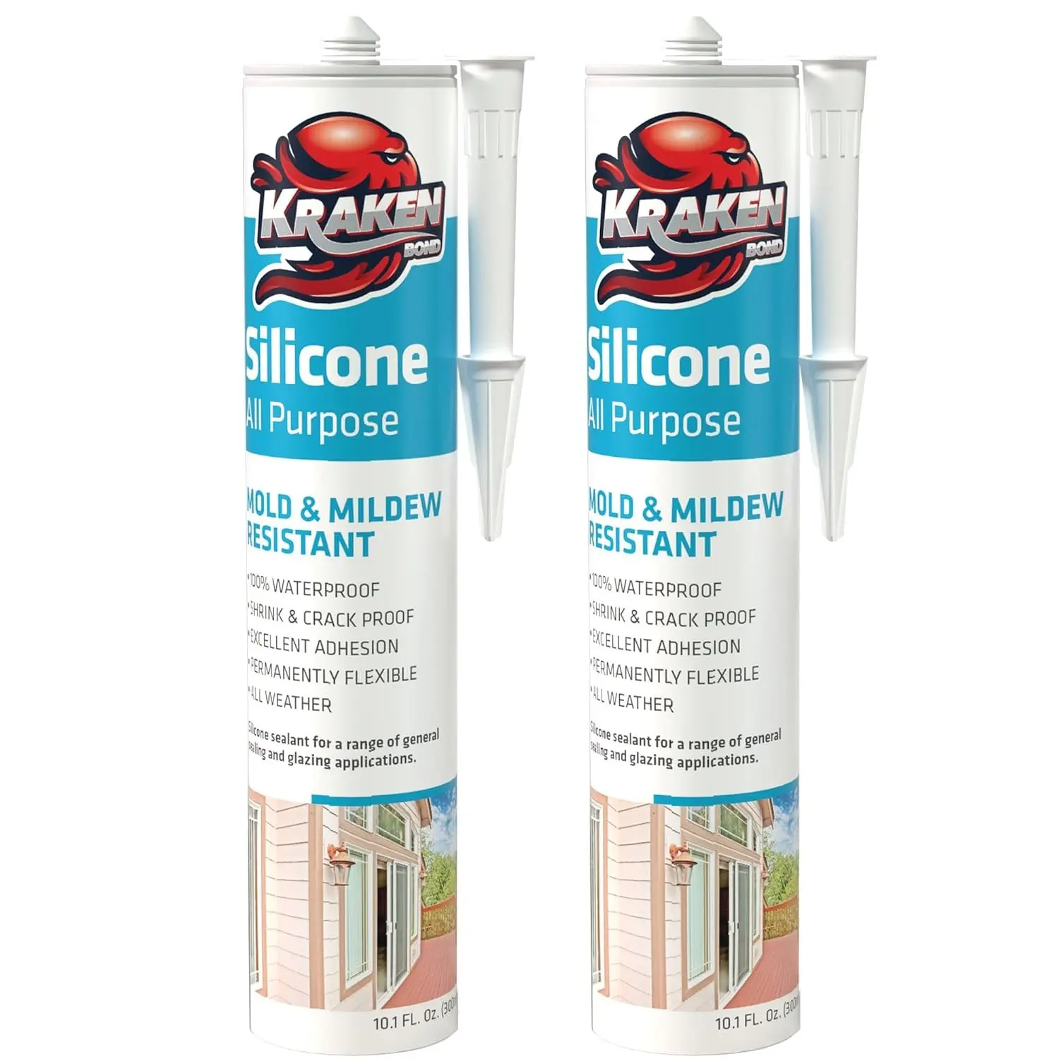 RTV Silicone Sealant Gray (2 x 10.1 fl.oz.) 100% Waterproof Silicone Caulk for Kitchen and Bathroom, All Purpose Window Caulking Sealant for Outdoor and RV, 2 Pack
