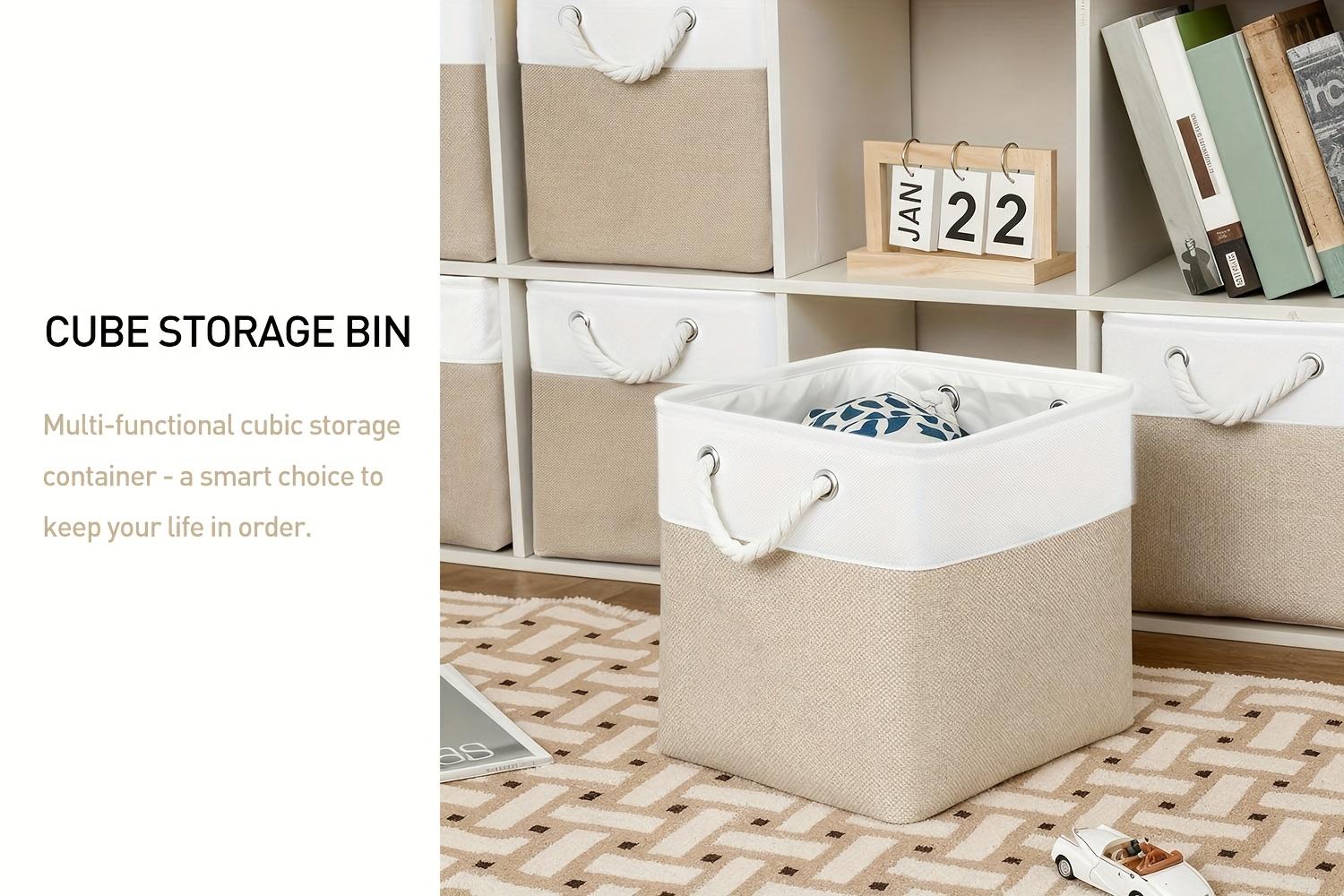 LOVEWE 6Packs Heavy-Duty Foldable Fabric Storage Boxes |   11x11x11 Cube Organizers with Reinforced Handles |   Sturdy Stackable Containers Suitable for Home, Office, Pantry,, or Organization - Space-Saving Design