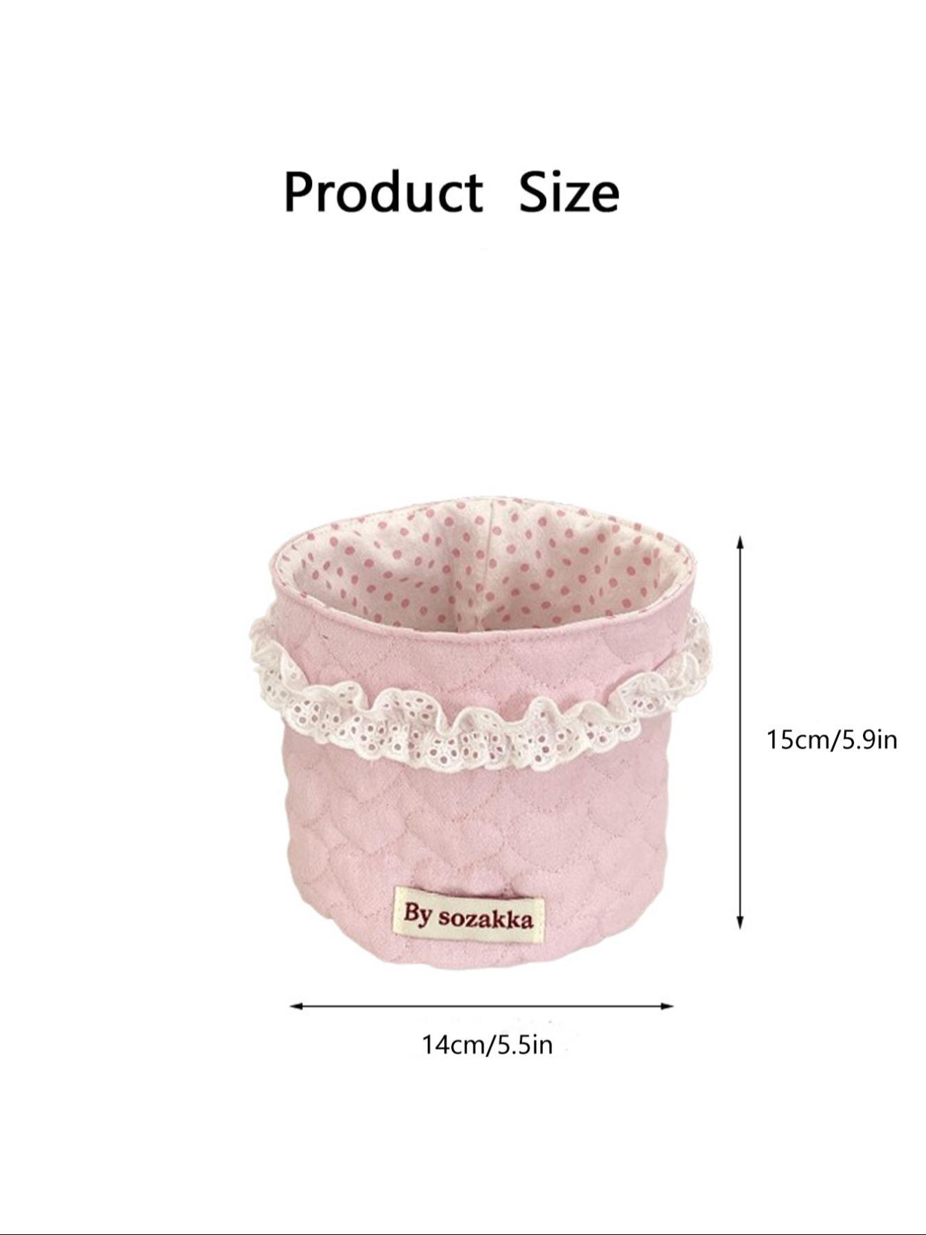 Cute Quilted Makeup Storage Basket, Scalloped Baskets Multifunctional Large Capacity Storage Basket, Desktop Storage Organizer for Home Office