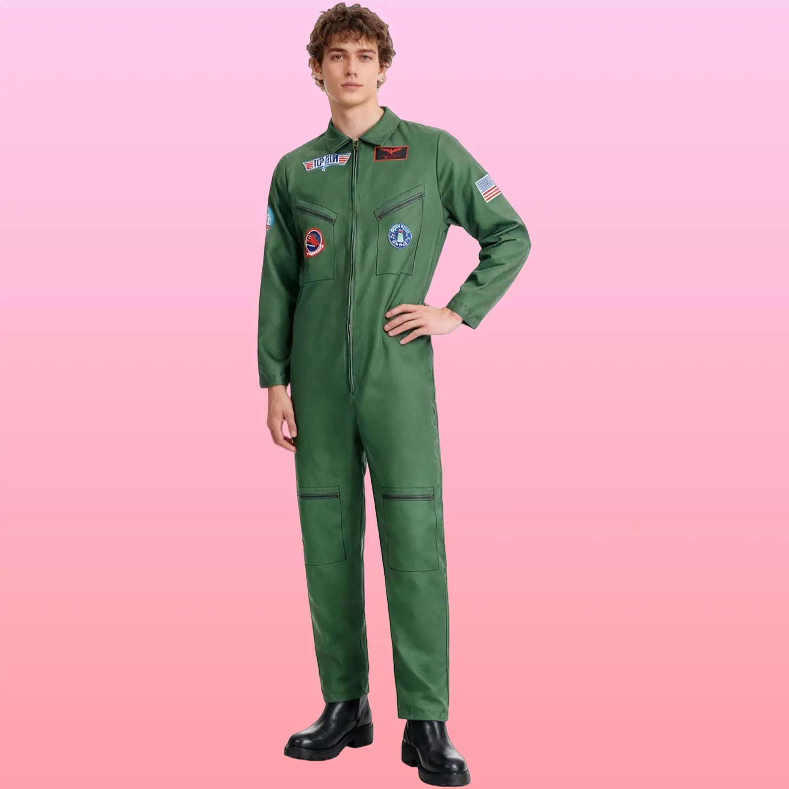 Pilot Cosplay Jumpsuit Aviation Themed Party Performance Outfit for Halloween