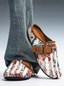 Men's Fashion Skeleton Bone Mule Slides, Lightweight Canvas Loafers, All-Day Wear Casual Shoes for Daily, Travel & Office