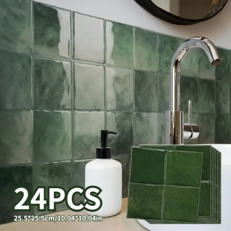 24pcs 3D Three-dimensional Crystal Drop Glue Wall Stickers, Mosaic Self-adhesive Wall Paper, Waterproof, Oil-proof and High Temperature Resistant Stickers, Suitable for Kitchen, Bathroom, Balcony and Other Home Decoration Stickers