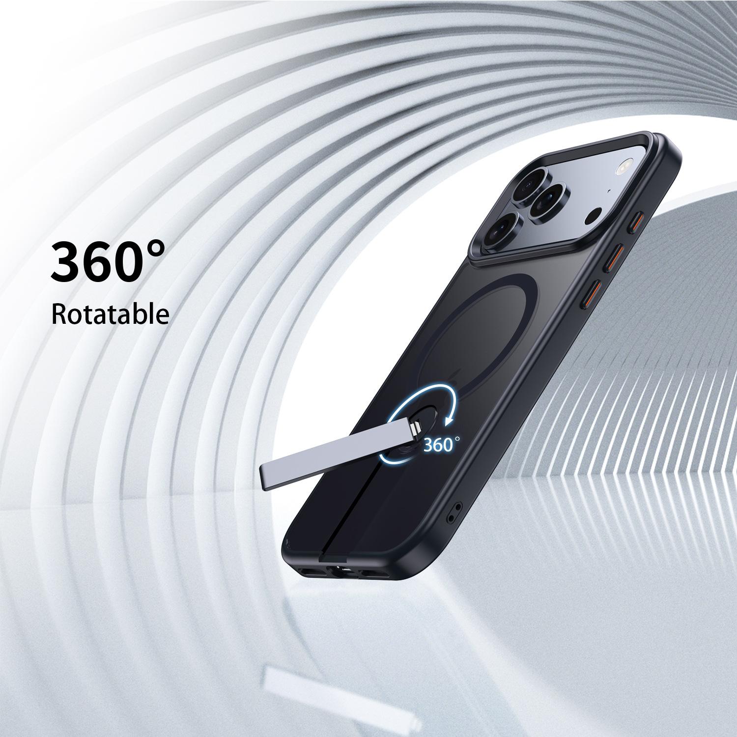 For iPhone 17 Pro Max phone case with hidden stand and magnetic wireless charging, for iPhone 16/15 protective cover