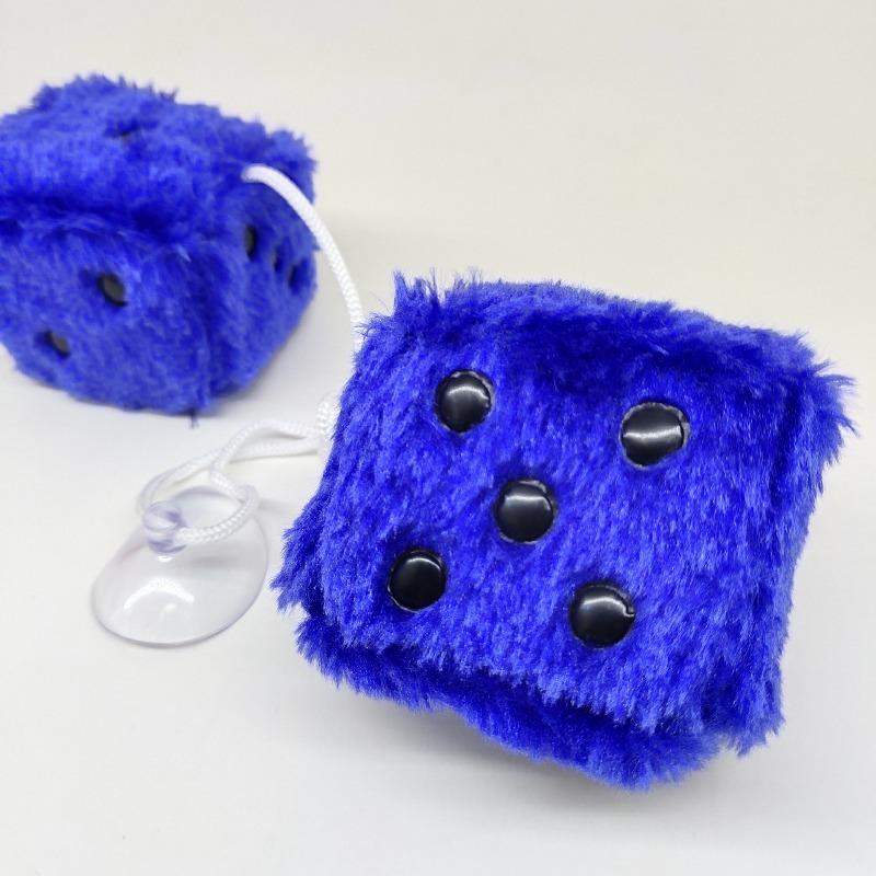 6cm long hair hot stamping dice plush toy cube pendant, rearview mirror pendant sieve