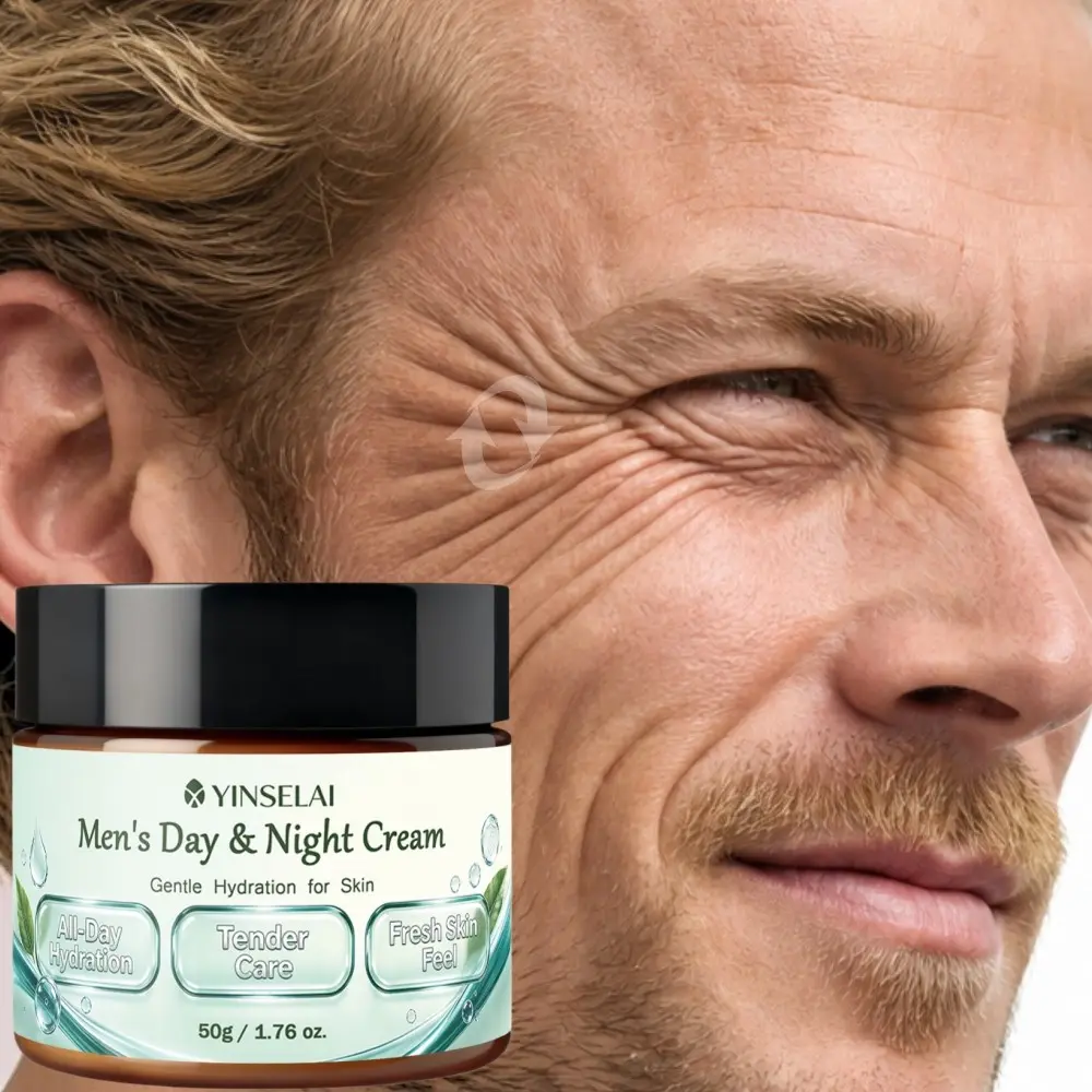Men's Day & Night Cream, Daily facial & neck skincare for men, Smooth the look of forehead lines, crow’s‑feet and dry wrinkles, Improve skin firmness on neck area, Deeply hydrate, moisturize for refreshed, healthy‑looking male skin
