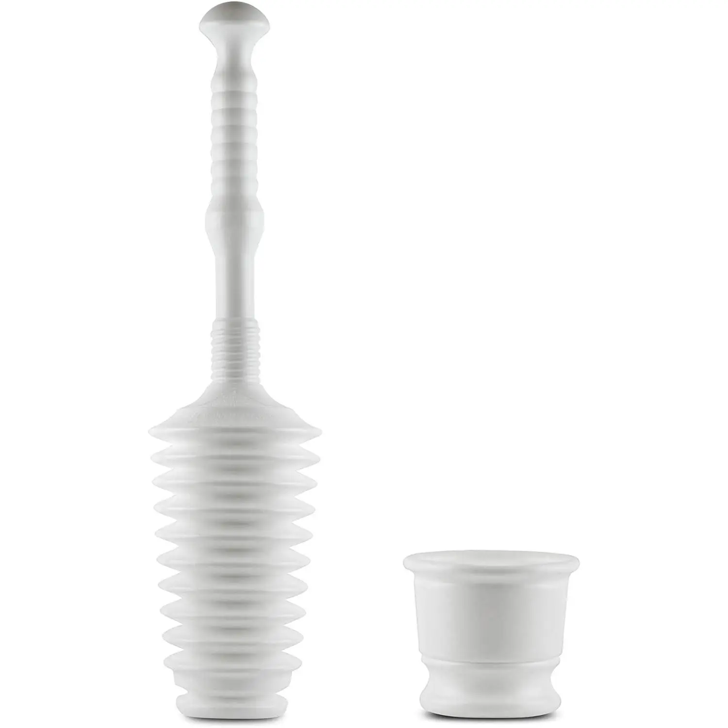 MP500-B4 Heavy Duty Bathroom Toilet Plunger Kit with Short Bucket Equipped with Air Release Valve, White