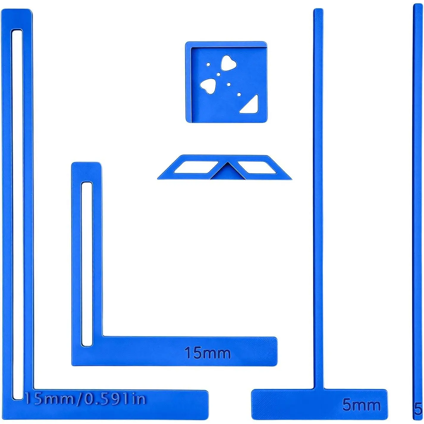 6 count Bookbinding Tool Kit, Plastic Ruler Template Set Scrapbooking Supplies Includes T‑Ruler, Corner Miter,  Spacer, Divider,Shape Template for DIY Journal Notebook Making (Dark Blue)