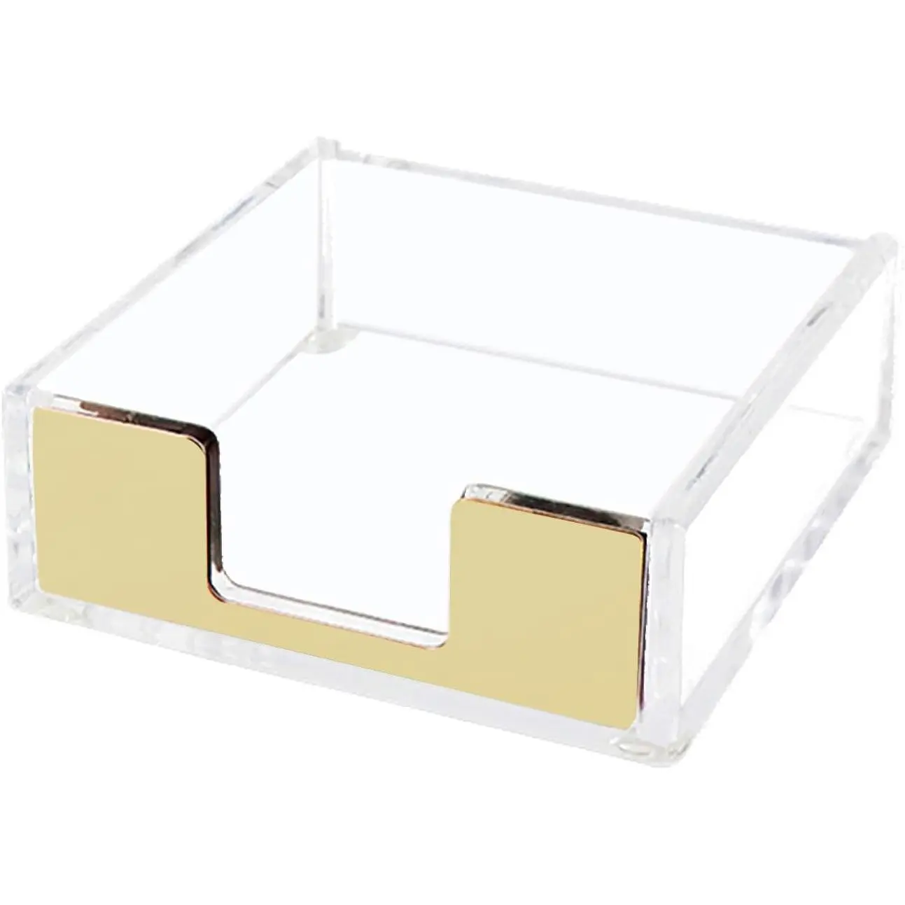 Gold Sticky Note Holder Clear Acrylic Yellow Post Note Pad Holders Memo Dispenser Case for Desk Office School Aesthetic Supplies Accessories (Pure Gold)
