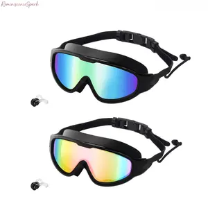 2 Pack Adult Swim Goggles, Wide Panoramic View Watertight Leakproof Frame, Anti-Fog Lenses with Full UV Protection. Professional Water Sports Eyewear for Back-to-School Swim Lessons, Indoor Pool Training & Daily Aquatic Practice