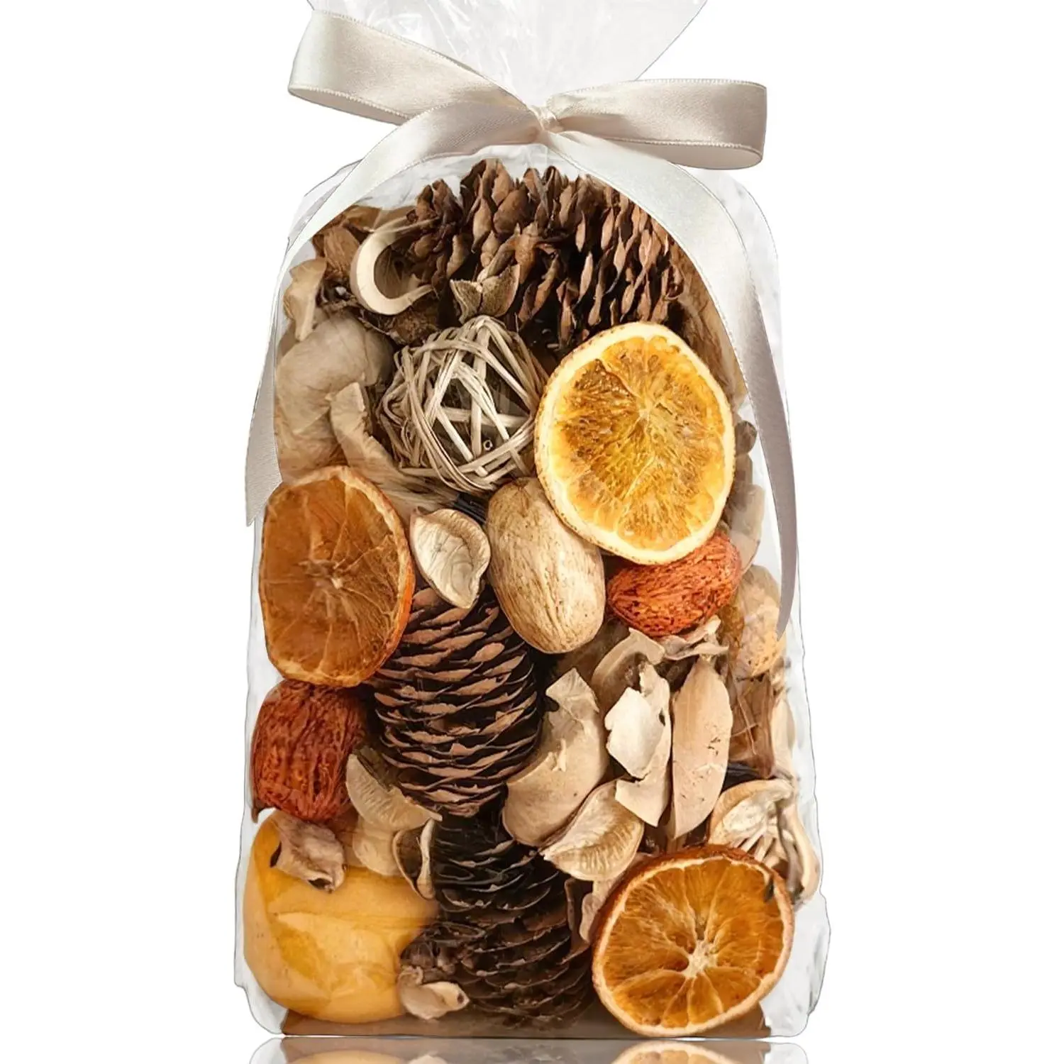 20 oz Orange/Lily Scented Potpourri Bag - Farmhouse Floral Decorative Dried Flower Jar Filler for Glass Vase, Bathroom Home Fragrance Supplies