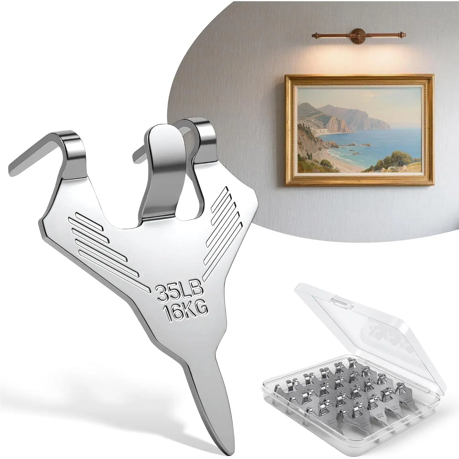 20 count Claw Drywall Picture Hanger for Drywall - No  Heavy Duty Wall Hanger for  Art Picture Mirror Photo Poster - Hardware Kit Claw for Room Office Decor