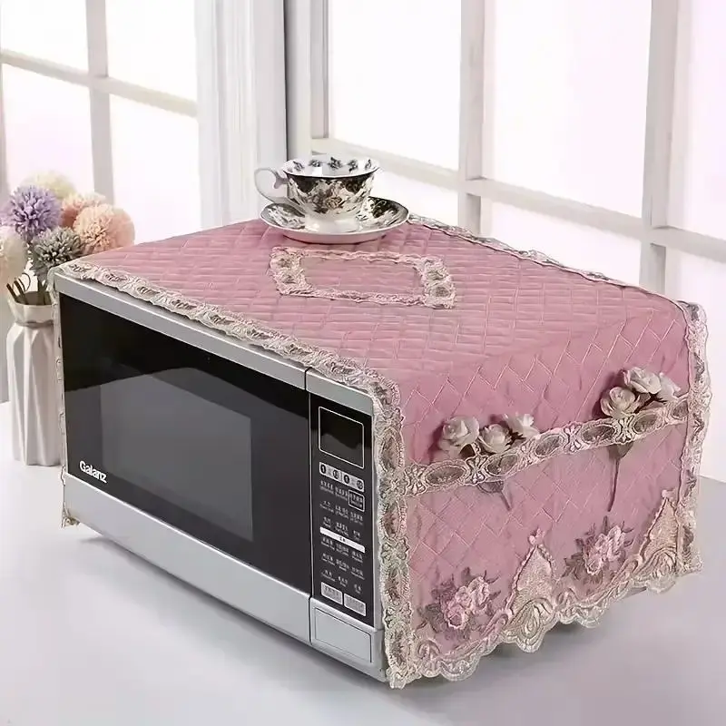 Microwave Oven Dust Cover, Universal Fabric Kitchen Appliance Protector with Storage Pocket, Dustproof Countertop Cover for Home Kitchen