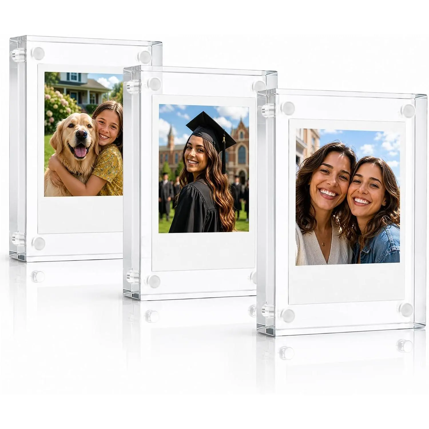 Picture Frames for Instax Film & Card, 3 Pack 2.36×3.54 | Clear Mini Frames for Instax Mini Film  Photos, Trading Card Display Stand for Desk, Business Card Holder for Office