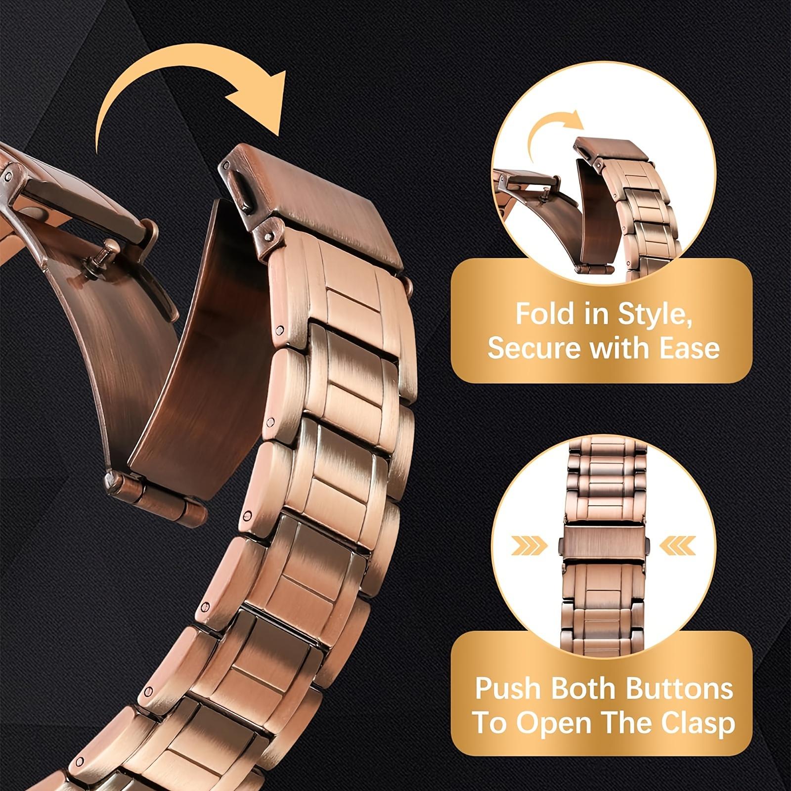 Men's pure copper magnetic bracelet with 3X super strong magnets - hypoallergenic, sturdy design, with adjustable folding clasp - perfect gift, wristband bracelet, adjustment tool.