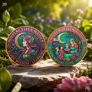 2D Replica Coin | 1PCS Elf Mentor Commemorative Coin, Moon & Forest Design, Symbolizing Wisdom & Nature Education, Ideal for Kids' Growth, Reading Gifts & Collection