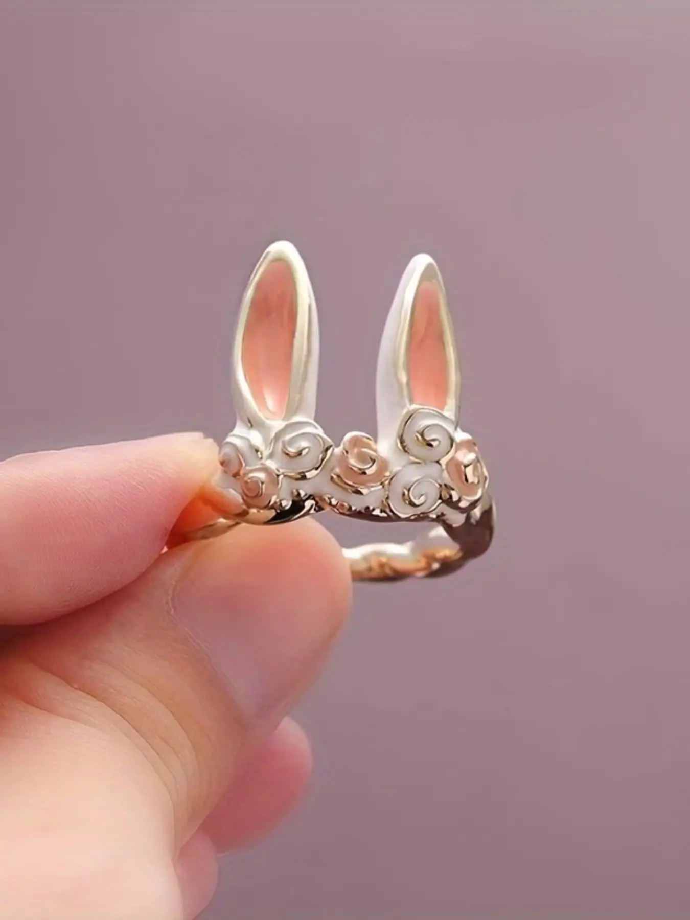 Colorful Cute Rabbit Animal Finger Ring, Adjustable Size Bunny Earring, Easter Rabbit Decoration, Fun and Stylish Accessory