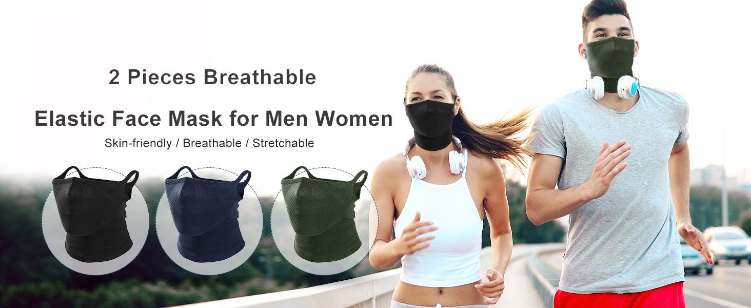 2Pcs Breathable Windproof Half Face Neck Gaiter with Ear Loops| CyclingTok OutdoorTok SunSafeTok Dust UV Protection Face Cover| Unisex for Running Hiking Cycling Motorcycle Travel Outdoor Sports