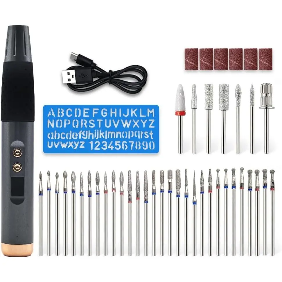 Cordless Engraving Pen Etching Rotary Tool Engraver Kit |  Tips | | 15-Speed | Stencil | Rotary Bits | for Engraving Metal Glass  Plastic