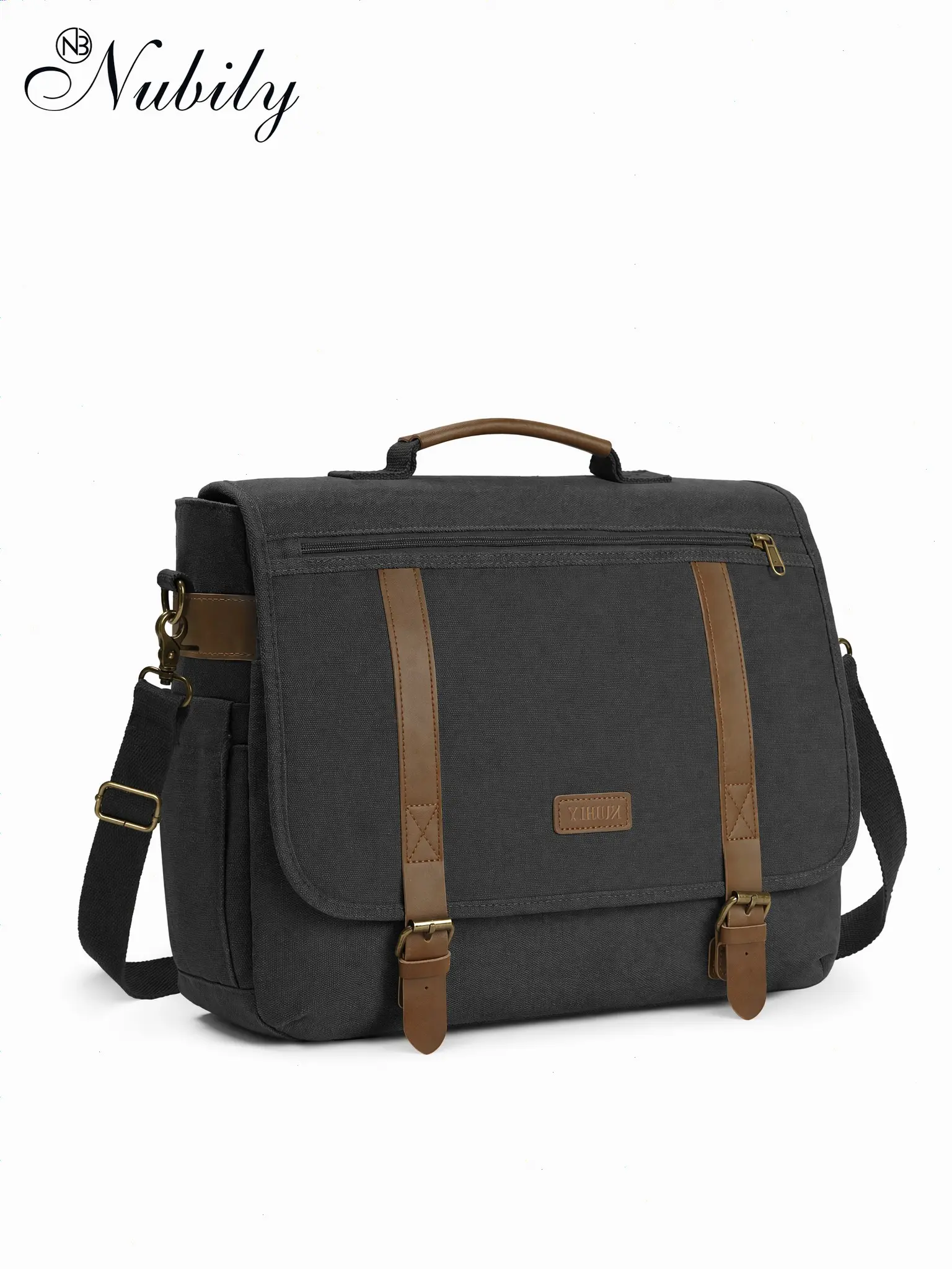 Men's 15.6 Inch Laptop Bag, Vintage Canvas Briefcase, Retro Work Computer Bag, Large Shoulder Bag, Water Resistant, Cross-Body Satchel, Business Office, College, Travel, Travel Essentials