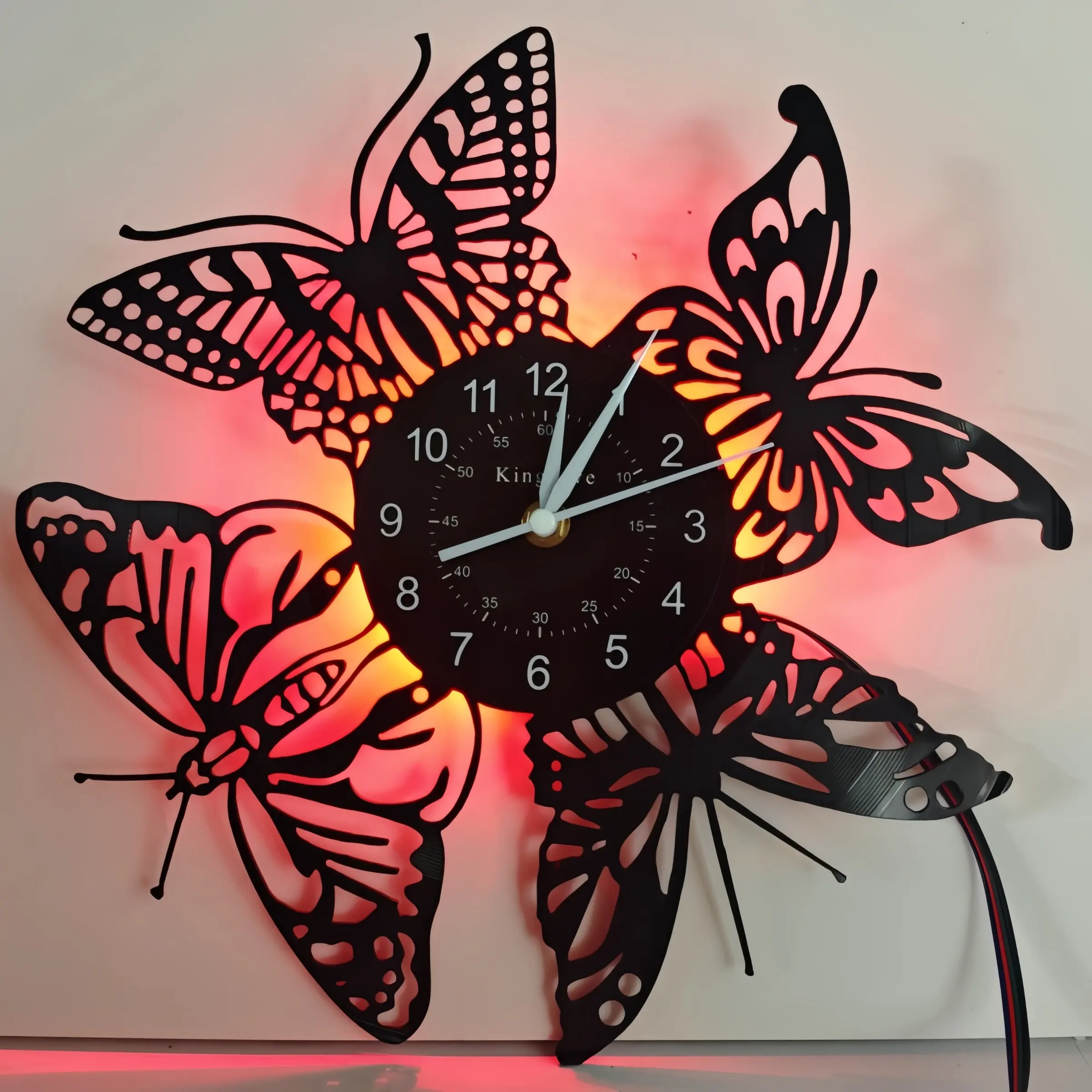 Butterfly Theme Vinyl Wall Clock, Wall Art Clock, Creative Decorative Clock, Clocks for Living Room, Decorative Hanging Timepiece for Home Decoration, Unique Gift Idea for Butterfly Lovers