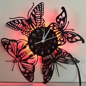 Butterfly Theme Vinyl Wall Clock, Wall Art Clock, Clocks for Living Room, Decorative Hanging Timepiece for Home Decoration, Unique Gift Idea for Butterfly Lovers