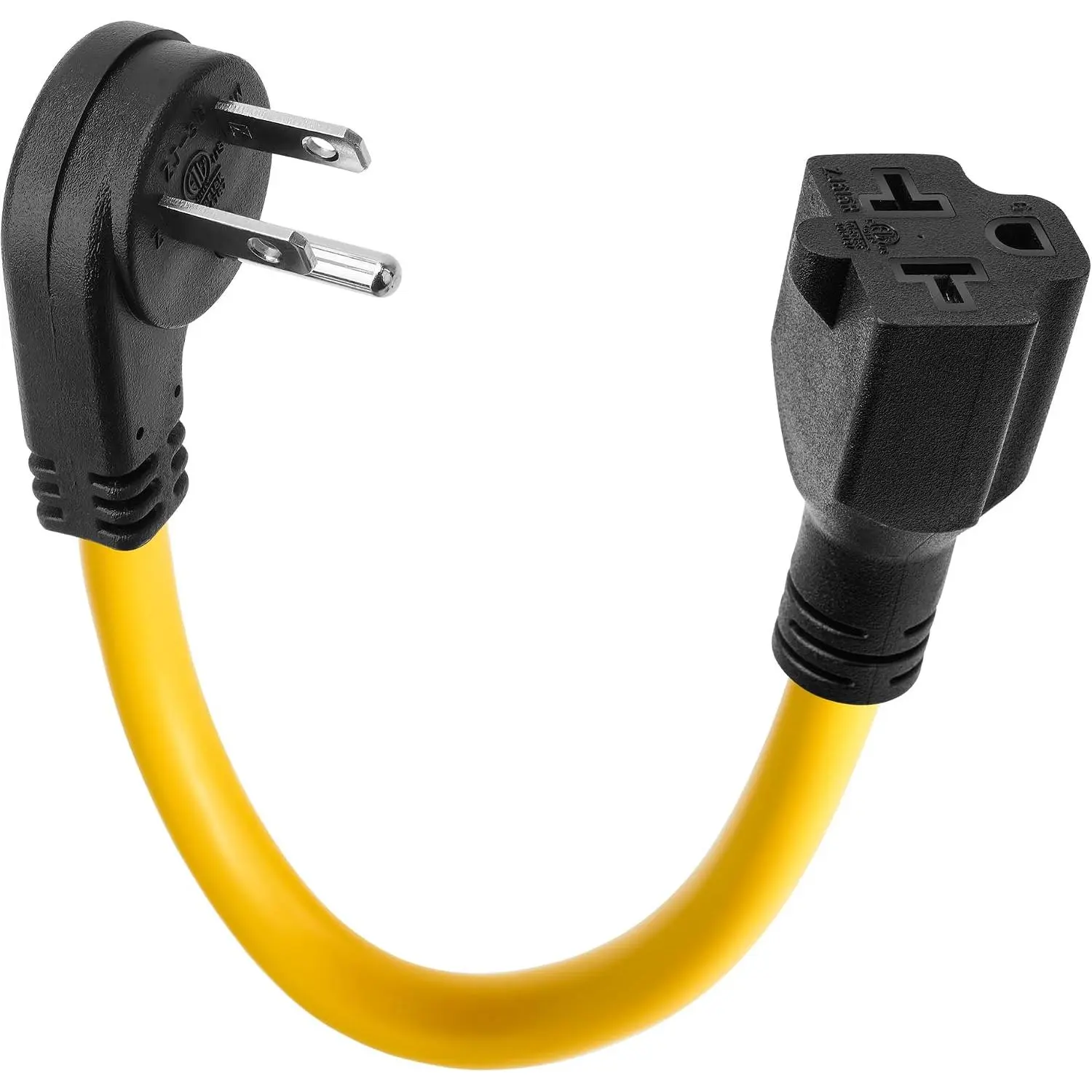 [4-in-1]12AWG Flat 15 Amp Household AC Plug to 20 Amp T  Adapter  1FT, Thin-Type 45  15A 125V to 20A 250V Power Extension Cord Converter,Nema 5-15P to 5-15R/5-20R, 5-15P to 6-15R/6-20R